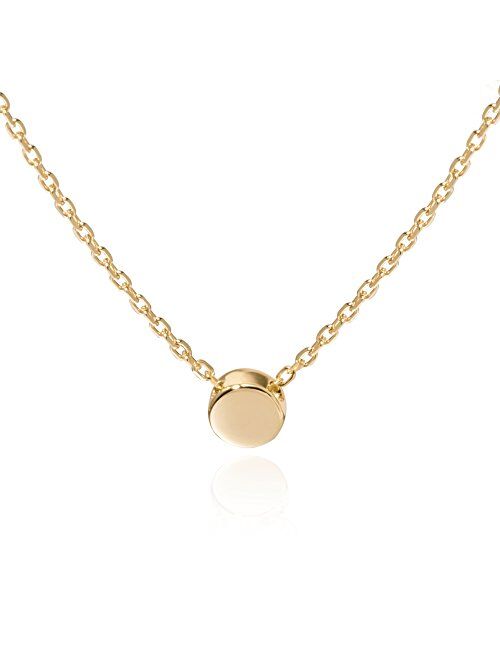 S.Leaf Sterling Silver Tiny Dot Necklace Round Circle Necklace for Women