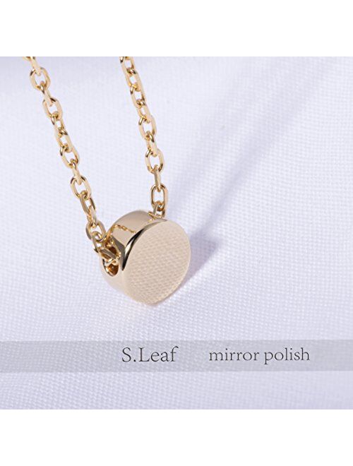 S.Leaf Sterling Silver Tiny Dot Necklace Round Circle Necklace for Women