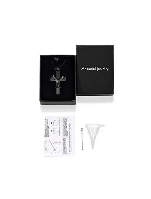 Stainless Steel Cross Memorial Cremation Ashes Urn Pendant Necklace Keepsake Jewelry Urn