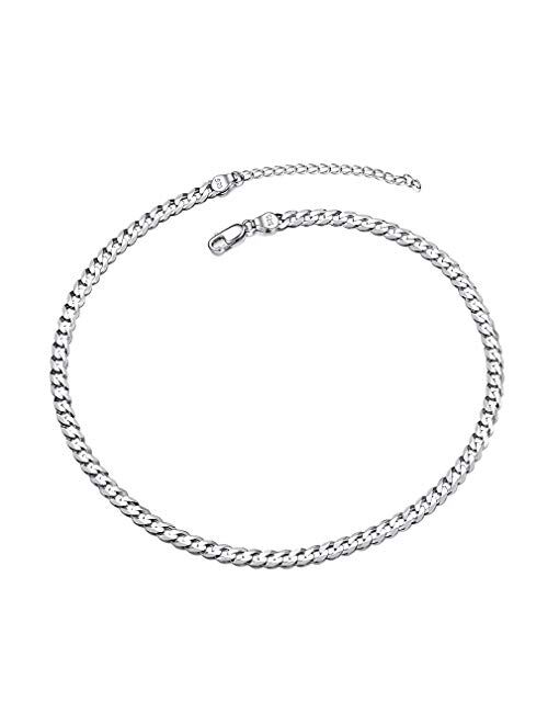 PROSTEEL 925 Sterling Silver Cuban Link Chain/Figaro Chain/Rope Chain, Solid Silver Necklace for Women Men, 14"/18"/20"/22"/24"/26"/28", Come Gift Box