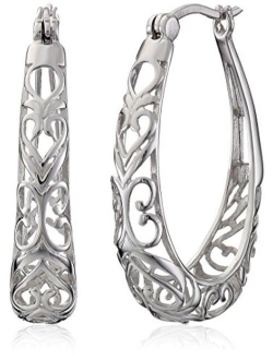 Sterling Silver Filigree Hoop Earrings