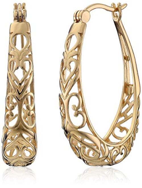 Sterling Silver Filigree Hoop Earrings