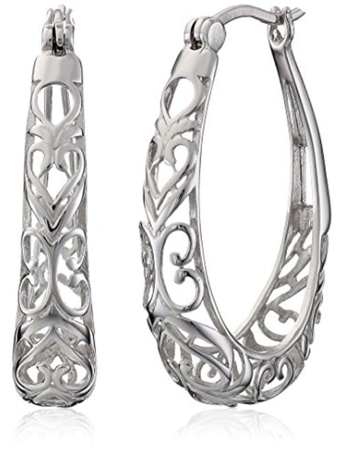 Sterling Silver Filigree Hoop Earrings