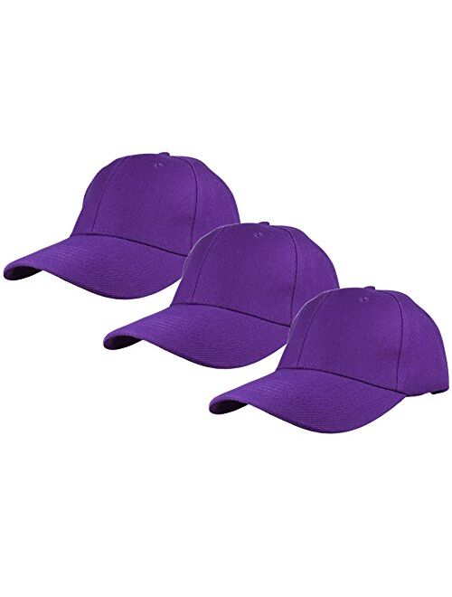 Gelante Plain Baseball Cap Adjustable Back Strap 3 PC