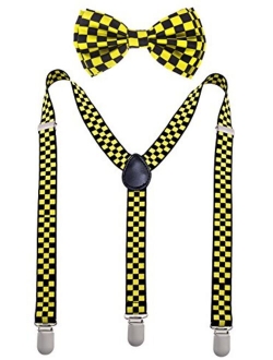 Bowtie and Suspenders for Men - Y Shape Suspender and Bow Tie - Many Colors to Choose From