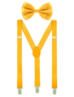 Bowtie and Suspenders for Men - Y Shape Suspender and Bow Tie - Many Colors to Choose From