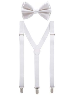 Bowtie and Suspenders for Men - Y Shape Suspender and Bow Tie - Many Colors to Choose From