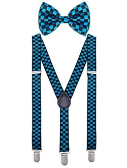 Bowtie and Suspenders for Men - Y Shape Suspender and Bow Tie - Many Colors to Choose From