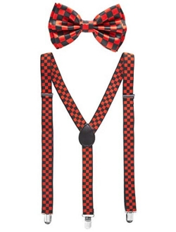 Bowtie and Suspenders for Men - Y Shape Suspender and Bow Tie - Many Colors to Choose From