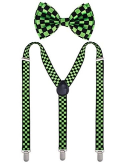 Bowtie and Suspenders for Men - Y Shape Suspender and Bow Tie - Many Colors to Choose From