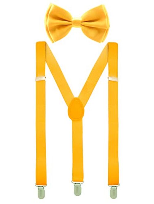 Bowtie and Suspenders for Men - Y Shape Suspender and Bow Tie - Many Colors to Choose From