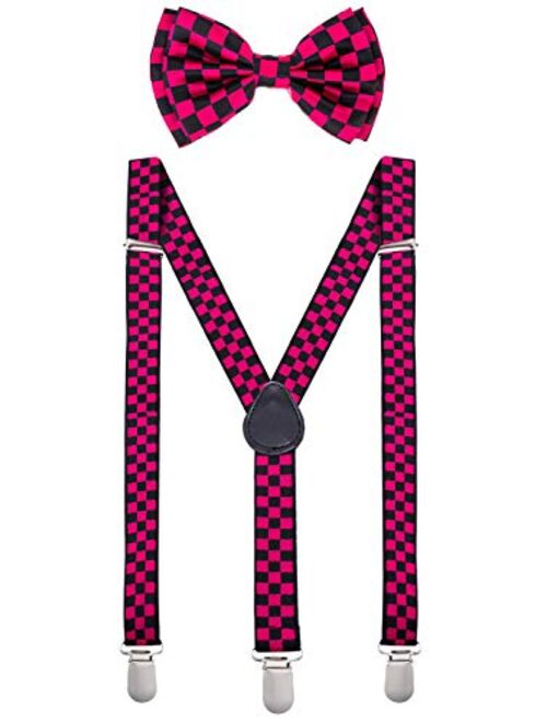 Bowtie and Suspenders for Men - Y Shape Suspender and Bow Tie - Many Colors to Choose From