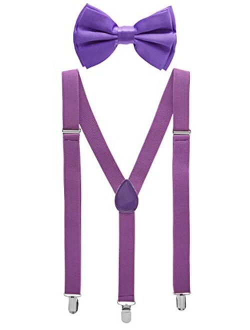 Bowtie and Suspenders for Men - Y Shape Suspender and Bow Tie - Many Colors to Choose From