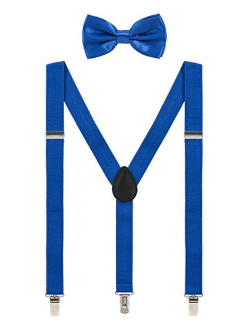 Mens Suspenders and Bow Tie Set Adjustable Elastic Clip On Suspenders for Wedding by Grade Code