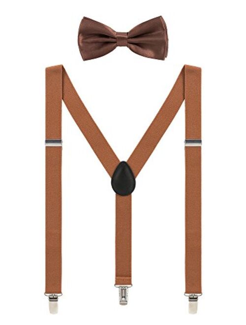 Mens Suspenders and Bow Tie Set Adjustable Elastic Clip On Suspenders for Wedding by Grade Code