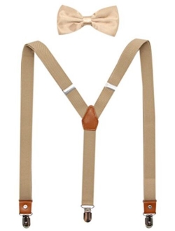 Suspenders And Pre-Tied Bowtie Set For Boys And Men By JAIFEI, Casual And Formal