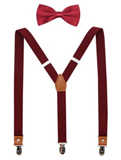 Suspenders And Pre-Tied Bowtie Set For Boys And Men By JAIFEI, Casual And Formal