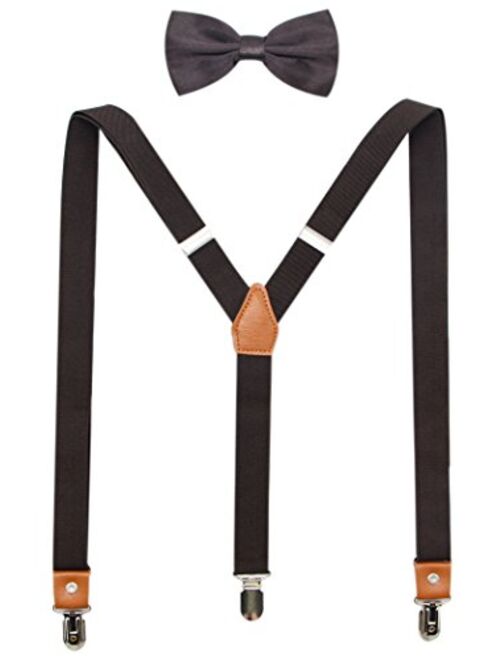 Suspenders And Pre-Tied Bowtie Set For Boys And Men By JAIFEI, Casual And Formal