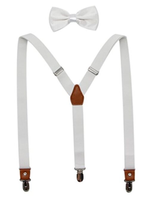 Suspenders And Pre-Tied Bowtie Set For Boys And Men By JAIFEI, Casual And Formal