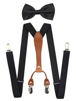 JAIFEI Suspenders & Bowtie Set- Men's Elastic X Band Suspenders + Bowtie For Wedding, Formal Events