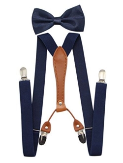 JAIFEI Suspenders & Bowtie Set- Men's Elastic X Band Suspenders + Bowtie For Wedding, Formal Events