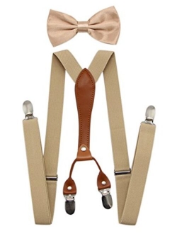 JAIFEI Suspenders & Bowtie Set- Men's Elastic X Band Suspenders + Bowtie For Wedding, Formal Events