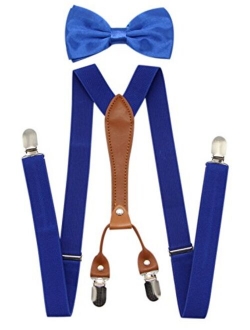 JAIFEI Suspenders & Bowtie Set- Men's Elastic X Band Suspenders + Bowtie For Wedding, Formal Events