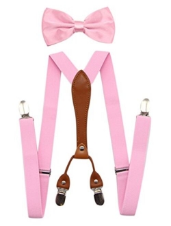 JAIFEI Suspenders & Bowtie Set- Men's Elastic X Band Suspenders + Bowtie For Wedding, Formal Events