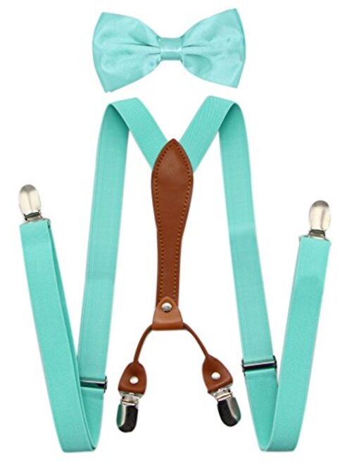 JAIFEI Suspenders & Bowtie Set- Men's Elastic X Band Suspenders + Bowtie For Wedding, Formal Events