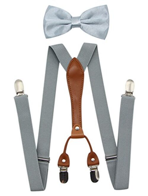 JAIFEI Suspenders & Bowtie Set- Men's Elastic X Band Suspenders + Bowtie For Wedding, Formal Events