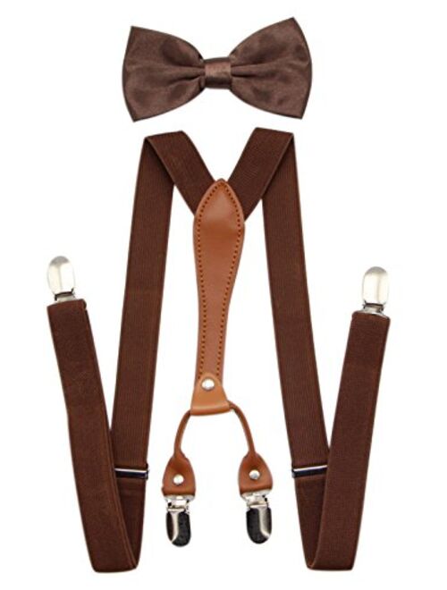 JAIFEI Suspenders & Bowtie Set- Men's Elastic X Band Suspenders + Bowtie For Wedding, Formal Events