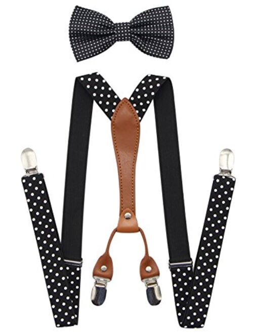 JAIFEI Suspenders & Bowtie Set- Men's Elastic X Band Suspenders + Bowtie For Wedding, Formal Events