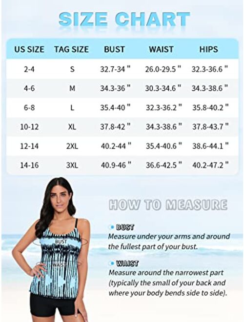 Century Star Tankini Swimsuits for Women Retro Bathing Suits Two Pieces Modest Swimming Wear Sports Tank Tops with Boyshorts