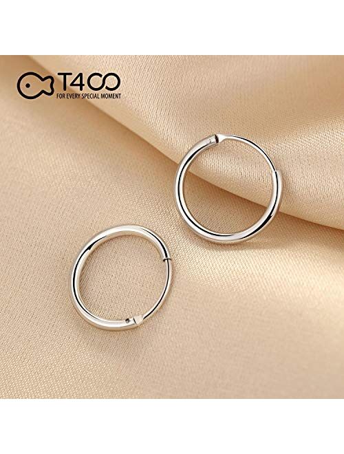 T400 925 Sterling Silver Hoop Earrings Large and Small Thin Lightweight Hoops Birthday Gift for Women 15 20 25 35 40 45 50 55 60 65 70 75 mm