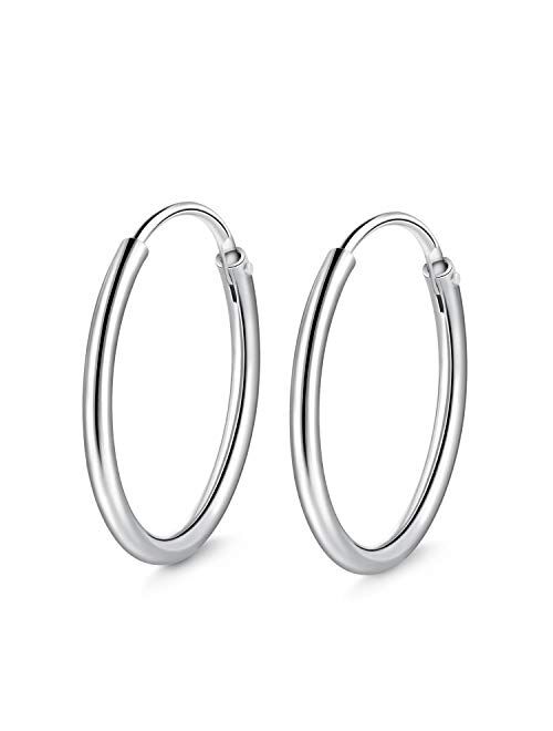 T400 925 Sterling Silver Hoop Earrings Large and Small Thin Lightweight Hoops Birthday Gift for Women 15 20 25 35 40 45 50 55 60 65 70 75 mm