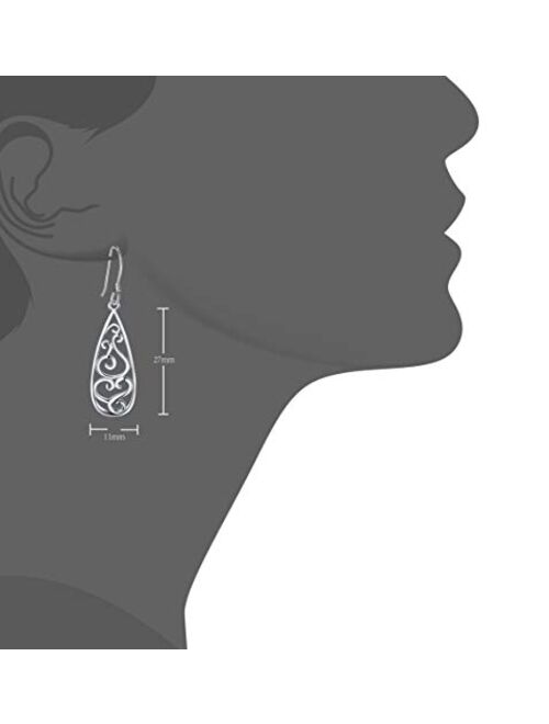 925 Sterling Silver Earrings, BoRuo Filigree Teardrop Earrings