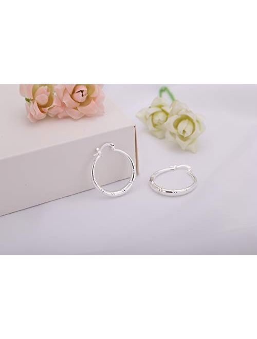 Classic Silver Big Hoop Earrings, Fashion 925 Sterling Solid Silver Large Round Huggie Hoops Earring Jewelry Gifts for Women Girls(1.18", 1.58", 1.96", 2.36")