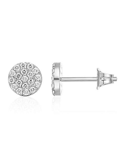 14K Gold Plated Sterling Silver Post Stud Earrings for Women | Pave CZ Mini Disc | Gold Earrings for Women