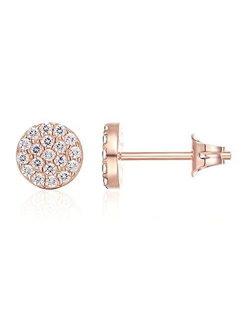 PAVOI 14K Gold Plated Sterling Silver Post Stud Earrings for Women | Pave CZ Mini Disc | Gold Earrings for Women