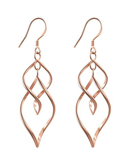 Sterling Silver Dangle Earrings for Women Girls Classic Double Linear Earrings