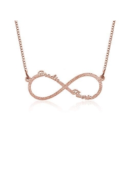 Lam Hub Fong Name Necklace Sterling Silver Infinity Name Necklace for Women Personalized 2 Names Necklaces Any Name Necklaces for Women Mothers Day Necklace for Mom