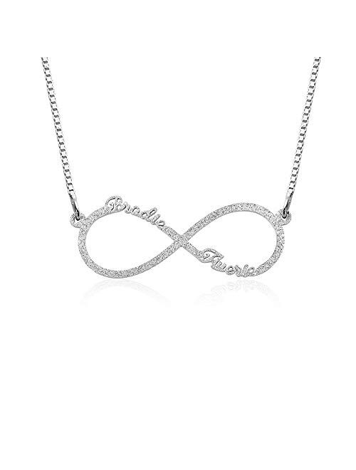 Lam Hub Fong Name Necklace Sterling Silver Infinity Name Necklace for Women Personalized 2 Names Necklaces Any Name Necklaces for Women Mothers Day Necklace for Mom