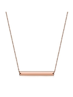 WISTIC Gold Vertical/Horizontal Bar Necklace Custom Engraving Stainless Steel Gold Plated Bar Necklace Layered Necklace for Women Adjustable Chain