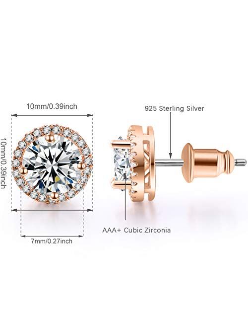 18K Rose Gold-Plated Cluster Round Cut Stud Earrings (1.66cttw)