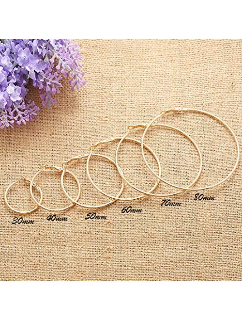 Marynn 3 Pairs Big Hoop Earrings, Stainless Steel Hoop Earrings in Gold Plated Rose Gold Plated Silver for Women Girls