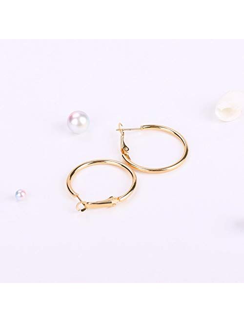 Marynn 3 Pairs Big Hoop Earrings, Stainless Steel Hoop Earrings in Gold Plated Rose Gold Plated Silver for Women Girls