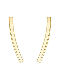 14K Gold Plated Sterling Silver Post Crawler Earrings Cuff Studs