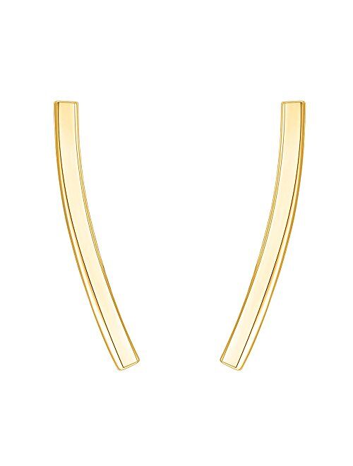 PAVOI 14K Gold Plated Sterling Silver Post Crawler Earrings Cuff Studs