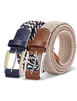 Belt for Men 2Units,Woven Stretch Braided Belt Gift-boxed Golf Casual Pants Jeans Belts,Width 1 3/8"