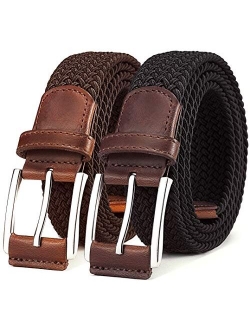 Belt for Men 2Units,Woven Stretch Braided Belt Gift-boxed Golf Casual Pants Jeans Belts,Width 1 3/8"